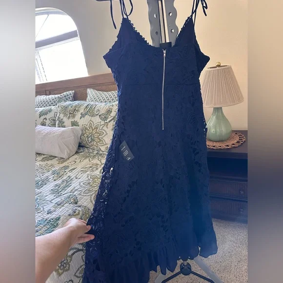 Lulu's Navy Lace Midi Dress - Picture 7 of 8